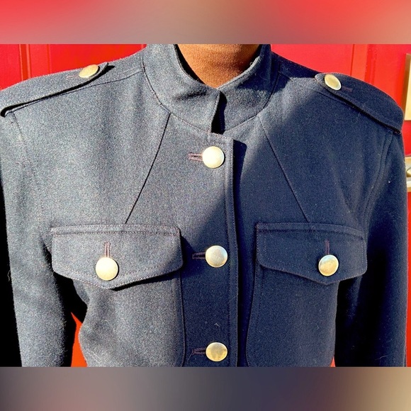 ANN TAYLOR sM military style jacket-wool/viscose bld-looks new-very elegant - Picture 4 of 5